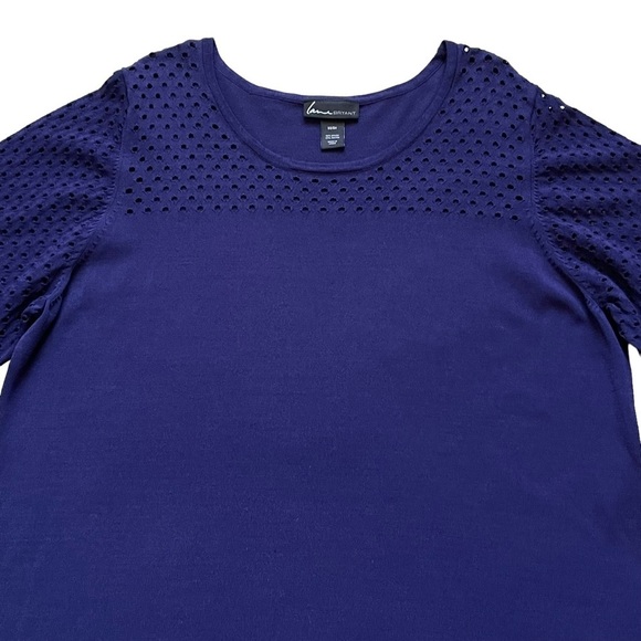 Lane Bryant Women’s Navy Knit Dress Plus Size 22/24 Stretchy  Open Knit Sleeves - Picture 2 of 8